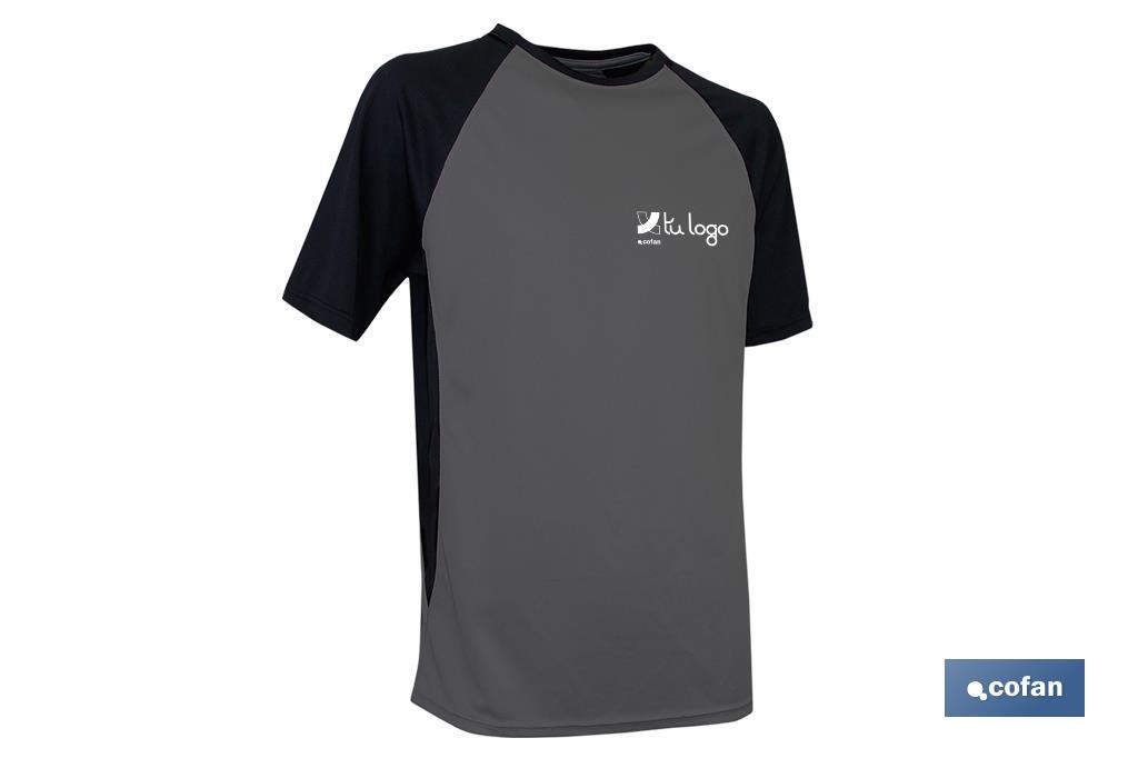 T-shirt respirável | Composição 100% Poliéster | Modelo Pilote | Cor Cinza-Preto | Peso 160 g/m2 | Tamanho XL - Cofan